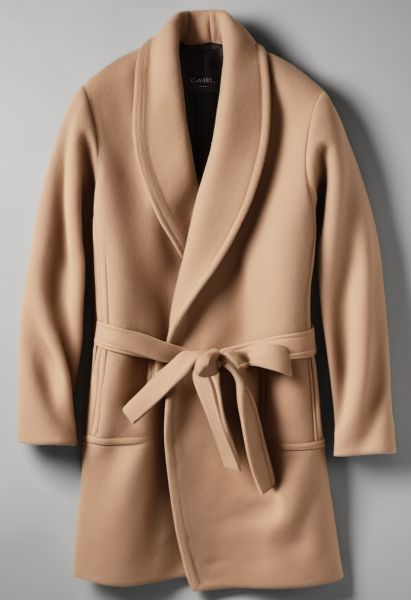 Camel Undyed Wrap Coat
