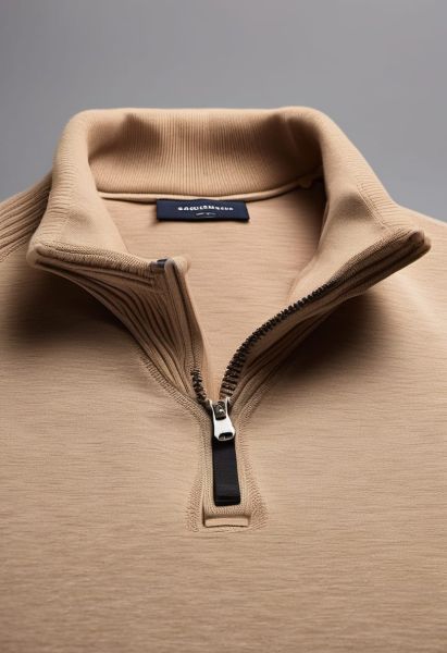 Sand Merino Half-zip Knit