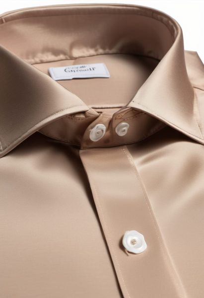 Oatmeal Silk Band-collar Shirt
